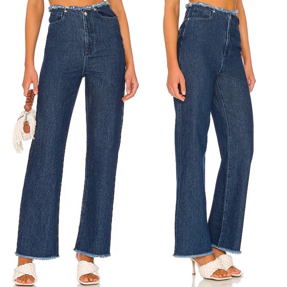 WE WORE WHAT Indigo  Frayed Waist Straight Leg Jean, FF0633 - Picture 10 of 12